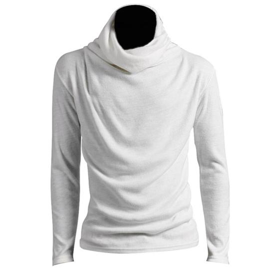 Schickes Herren Einfarbiges Stehkragen Langarm Pullover Unterhemd Slim T-Shirt