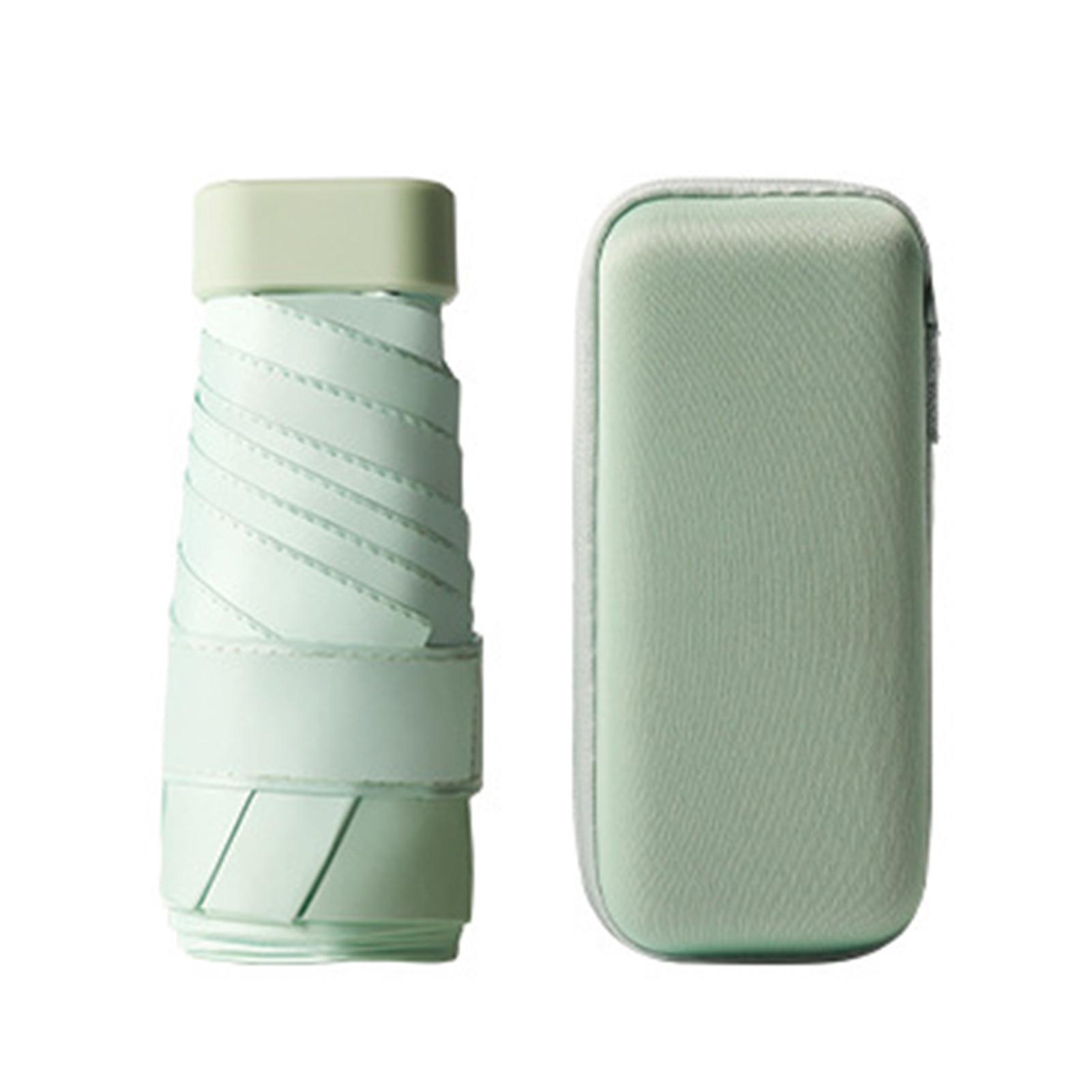 

Мини складной зонт от солнца, портативные капсульные зонты от солнца с ящиком для хранения, наружные зонты от дождя для шопинга и путешествий мятный зеленый