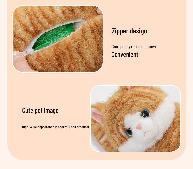 Derpy Cat Plush Car Tissue Box Holder & Decorative Hanging Doll