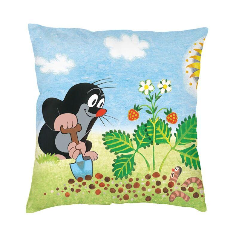 Federa Cuscino Cartoon Krtek Little Maulwurf Stampa Double Side Cuscino da Pavimento Talpa Divertente per Auto Federa Fresca Decorazione Casa