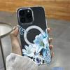 Fresh ins wind blue lily MagSafe magnetic suction Apple 15ProMax transparent anti-drop mobile phone case iPhone17