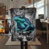 1Pc DemonReptiles Print Flannel Blanket, High quality Comfortable for All Seasons, Home Decor, Warmth and Comfort, Perfect for Christmas Gifts