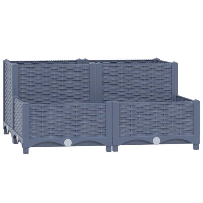 Lit surélevé - vidaXL - 80x80x38 cm - Polypropylène - Gris - Rectangulaire