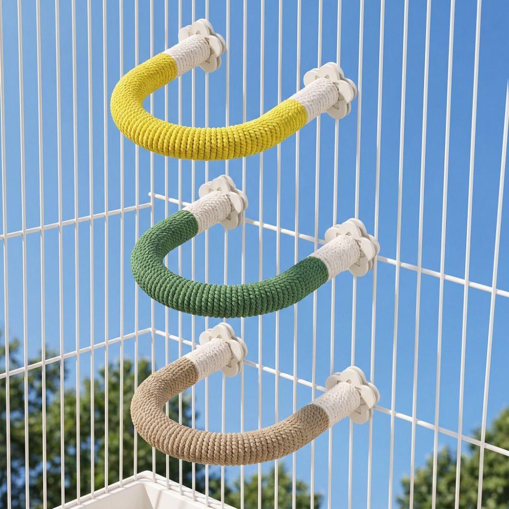 U-shape Parrot Rope Perch Natural Wood Bird Teeth Chew Pole Safe Paw Grinding Sticks  Lovebirds