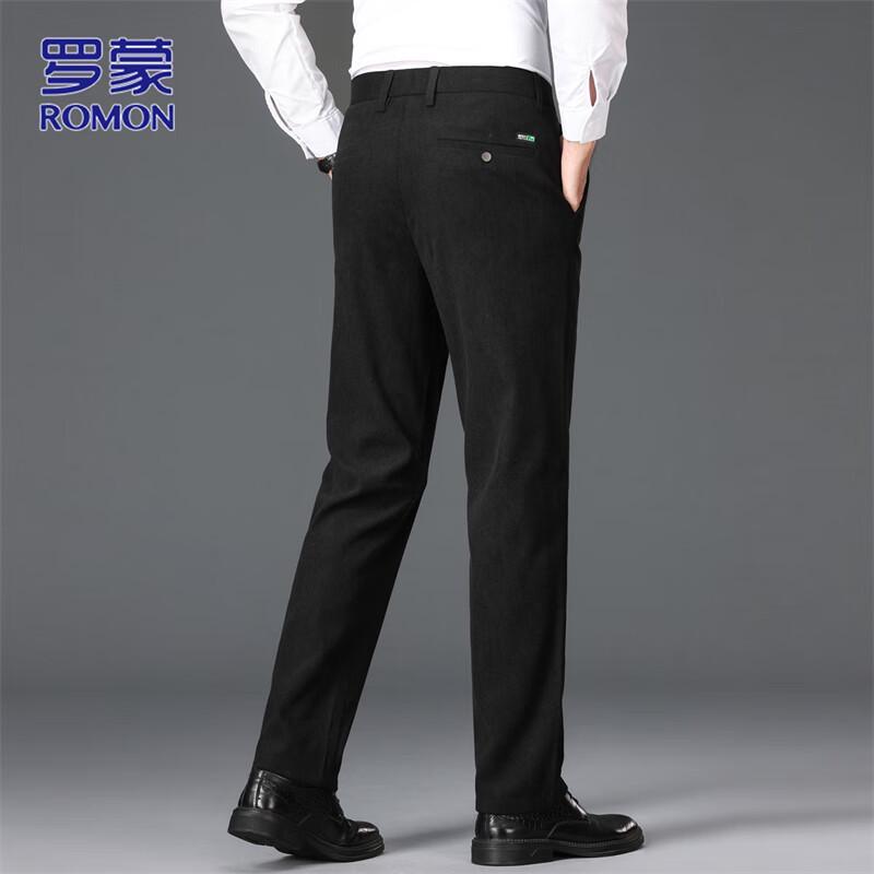 ROMON Men's Business Casual Straight-Leg Suit Pants