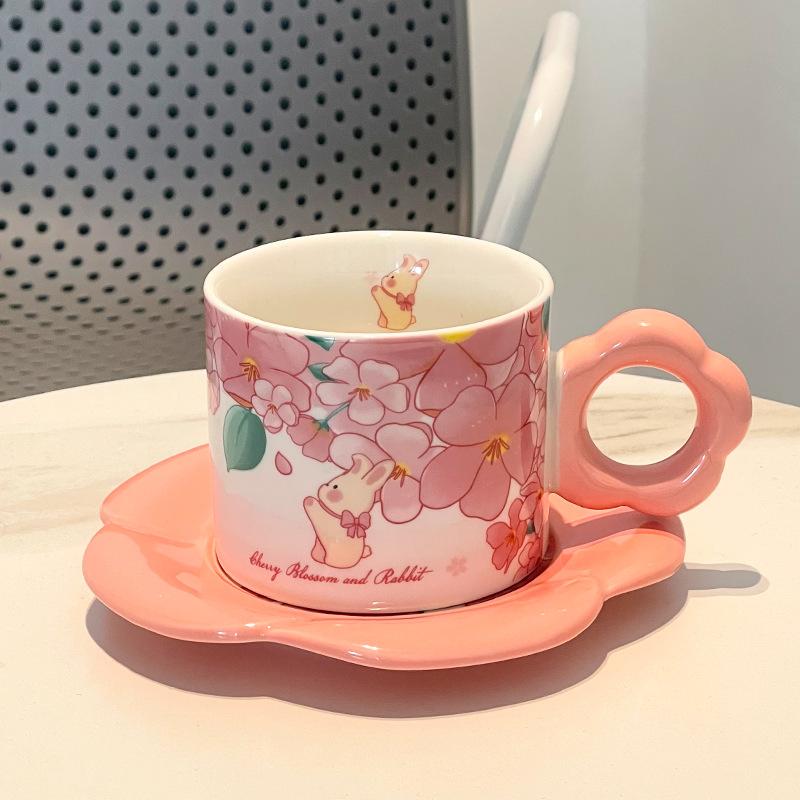 Creative Ceramic Cup High Value Home Cute Couple Coffee Cup Saucer Gift Souvenir