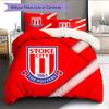 Stoke City FC Muster Bettwäsche Bettdecken-Set Heimdekoration Geschenk (1 Bettbezug + 2 Kissenbezüge (ohne Füllung))