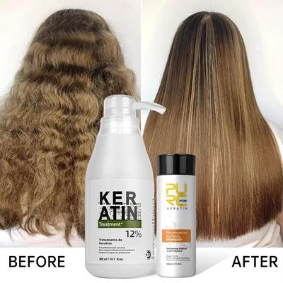 300ml Brazilian Keratin Hair Treatment Straightening Repair Frizz Curly Hair 100ml Purifying Shampoo Set Keratin Products