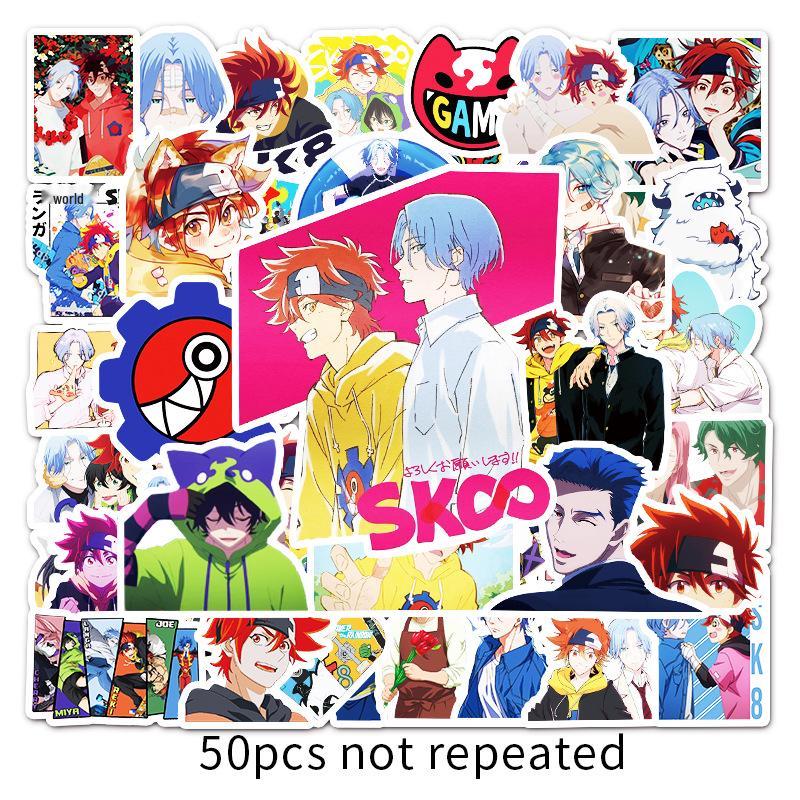 50 Anime Cartoon Graffiti Stickers for Skateboards, Laptops, Suitcases, Cars, and Guitars