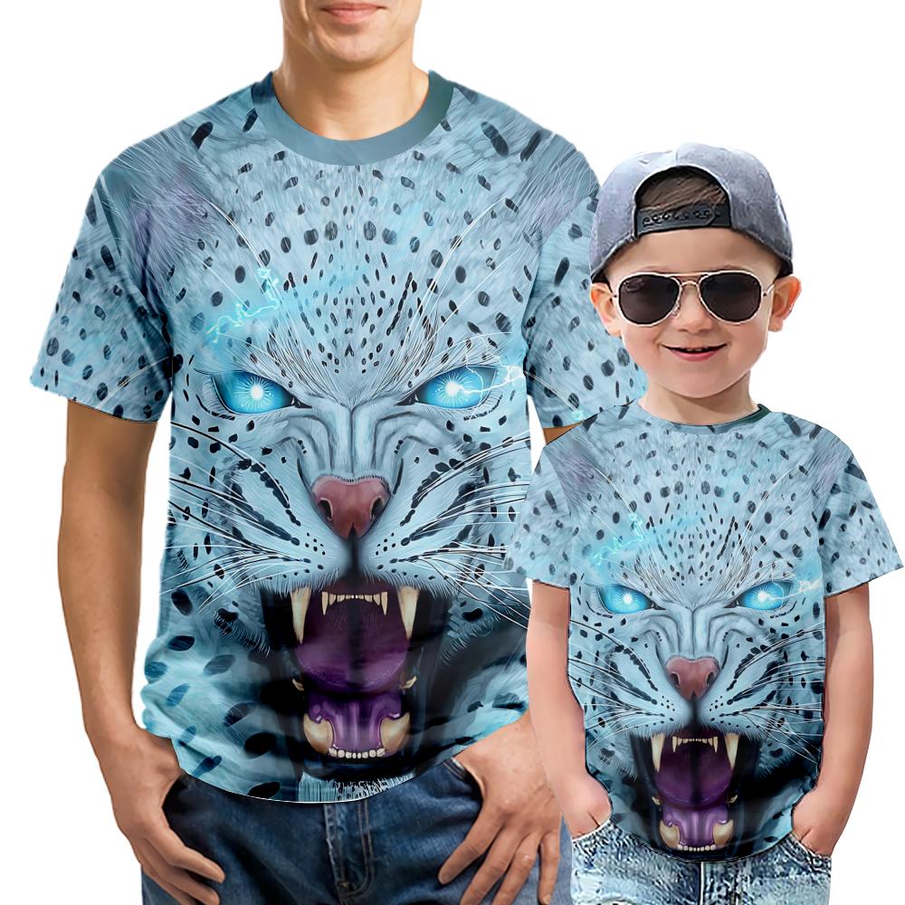 Leopard Men's Shirts Short Sleeve Shirt Unisex Youth Apparel