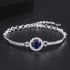Jewelry Three-piece Blue Zircon Stud Earrings Versatile Women's Sapphire Bracelet Royal Sapphire Necklace