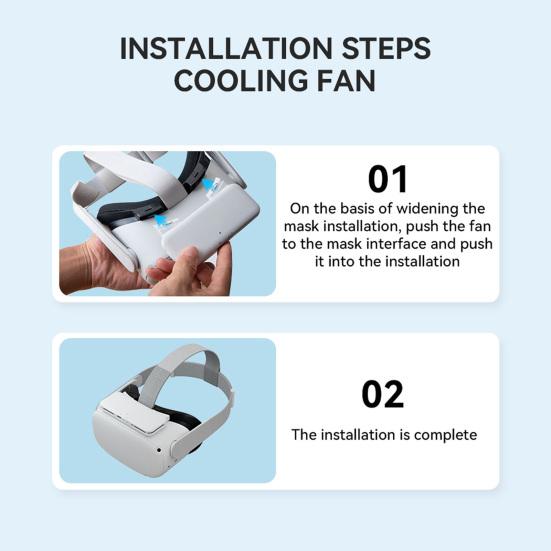 Chladicí ventilátor VR Vícerychlostní nastavitelný pohodlný odvod tepla Měkká náhlavní souprava VR Obličejový kryt chladiče pro cirkulaci vzduchu pro Oculus Quest 2