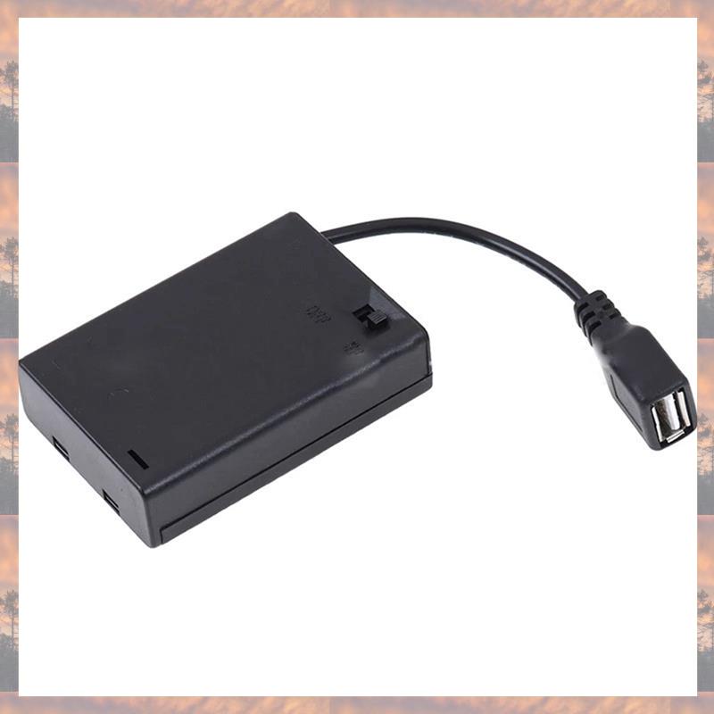 

Тренд 2025 Кейс для 3 батареек AA с крышкой и переключателем, подключенный к разъему USB (мама), USB-розетка (мама), держатель батареек, простой в использовании чёрный