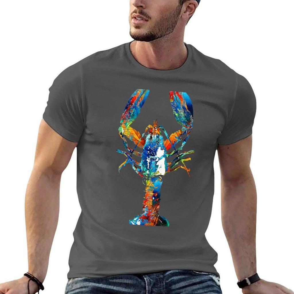 Colorful Lobster Art by Sharon Cummings TShirt t shirt men 100 cotton luxury brand cotton t shirt man TShirt