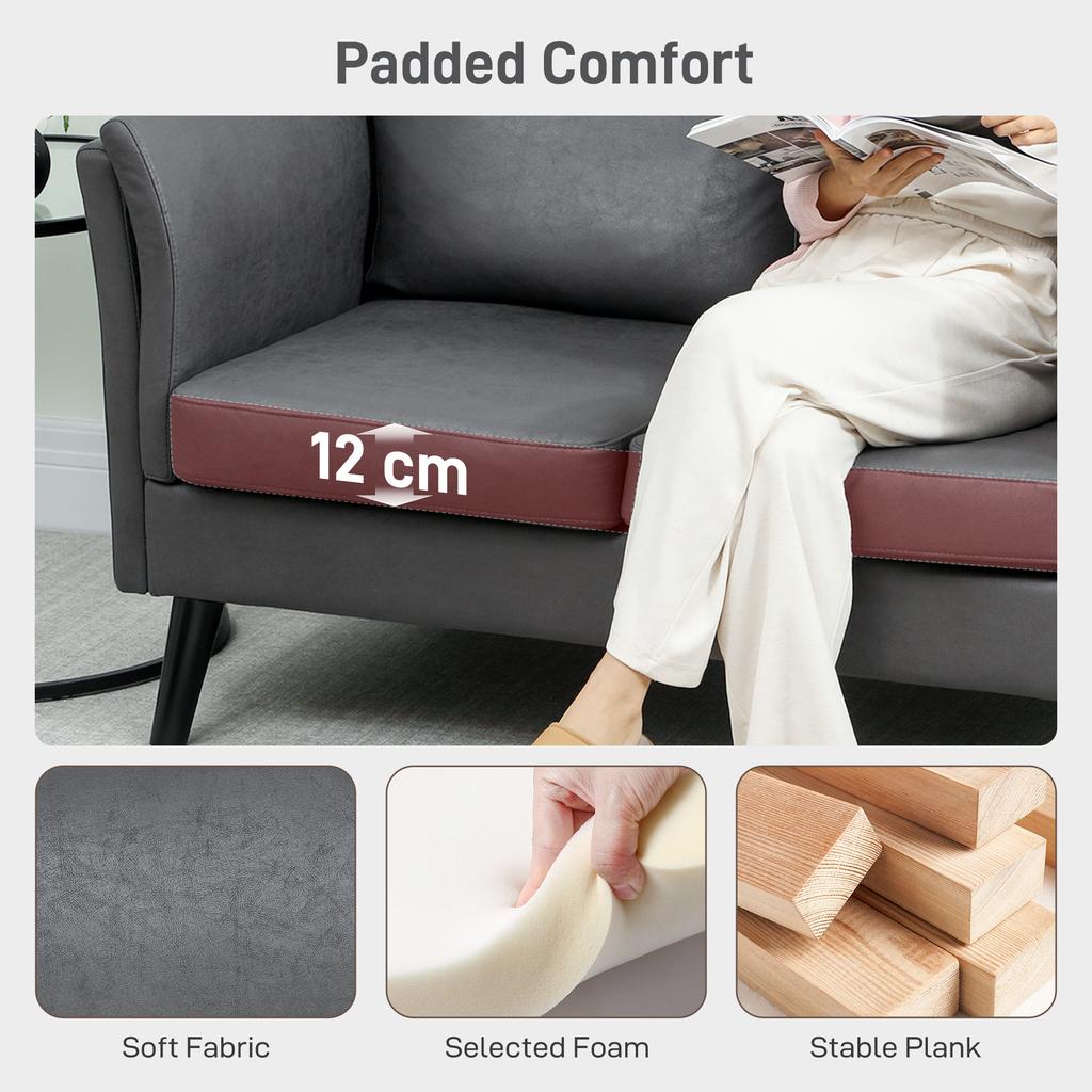 Two Seater Leathaire Sofa Grey