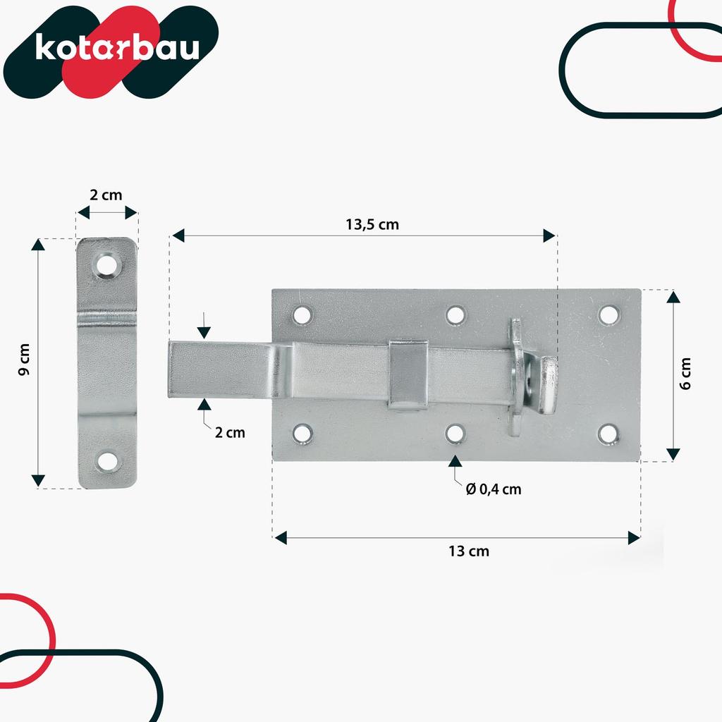 Kotarbau® Universal Latch Bolt For Doors, Wickets, Gates, Steel, 130 Mm + Padlock