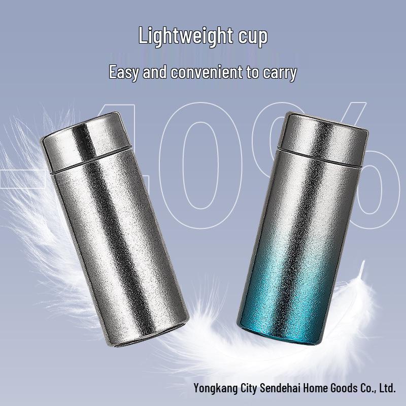 

Mini Portable Double-Layered Pure Titanium Thermos Cup with Tea Separation for Business Gift Silver