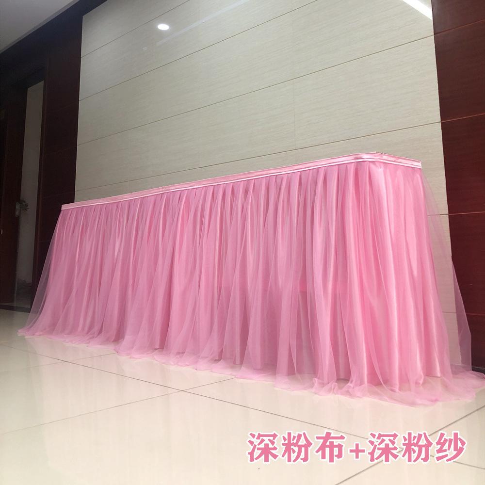 Baby Party Chiffon Gauze Bridal Veil Table Skirting Glitter Pearl Chiffon Table Skirt for Party Wedding Home Decoration Birthday