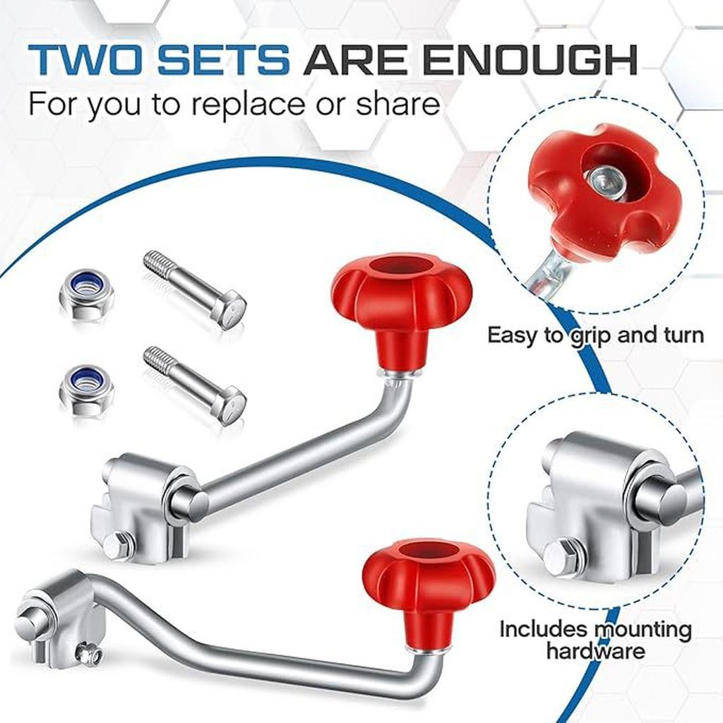 2 Set Trailer Handles Replacement Crank Accessories Fits Most Trailer Jacks, Comes with Bolt Nut Spacers, Top Wind Handle Red and Black ,Red,