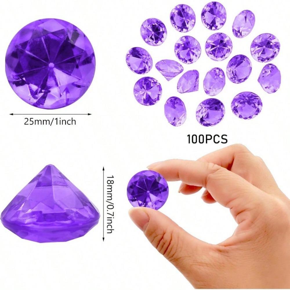 LYHLYA Paket med 100 Ädelstenar för Barn, Akryldiamanter, 25 mm, Dekorativa Diamanter, Akrylädelstenar, Falska Ädelstenar för Vasfyllning