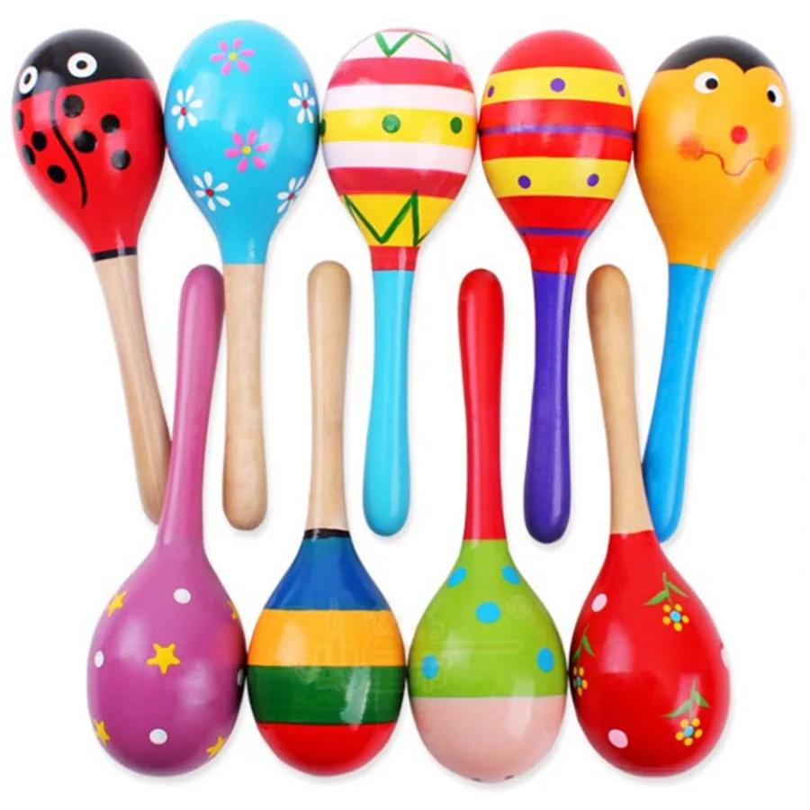 11/19cm Wooden Maraca Sounding Sand Hammer Classical Orff Musical Instrument Toys Ensemble Background Sound Producing Instrument