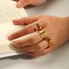 Geometric Titanium Steel Open Ring With Diamond Embellishments For Women