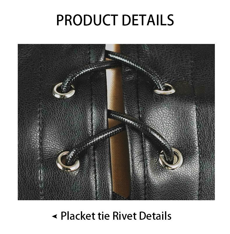 European & American PU Leather Retro Lace-Up Bandeau Crop Top for Women - Sexy, Short, Tight-Fitting, Beautiful Back, Customizable, Outdoor Wear.