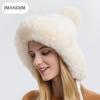 Autumn and winter women's pullover hat three hairballs outdoor thickened velvet cold-proof warm solid color knitted hat
