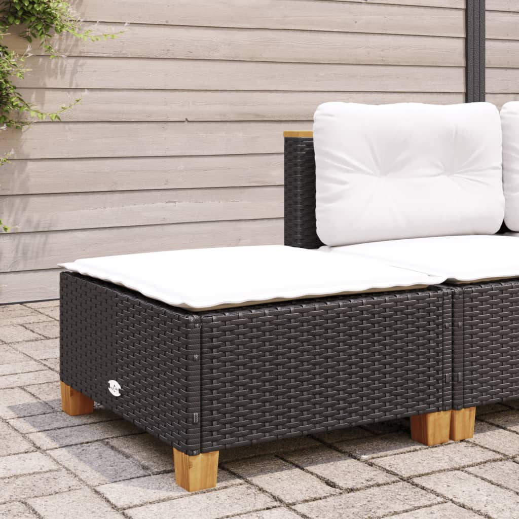 Vidaxl Sgabello da Giardino con Cuscino, Nero, 63,5X56X32 Cm, Rattan PE