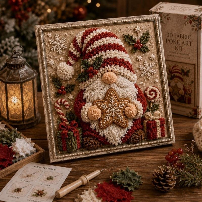 3D Vánoční Látková Dírkovací Kreativní Umělecká Sada DIY Látková Dírkovací Umělecká Sada S Předstřiženými Čtverci Sváteční Ruční Výroba Domácí Dekorace Pro Začátečníky