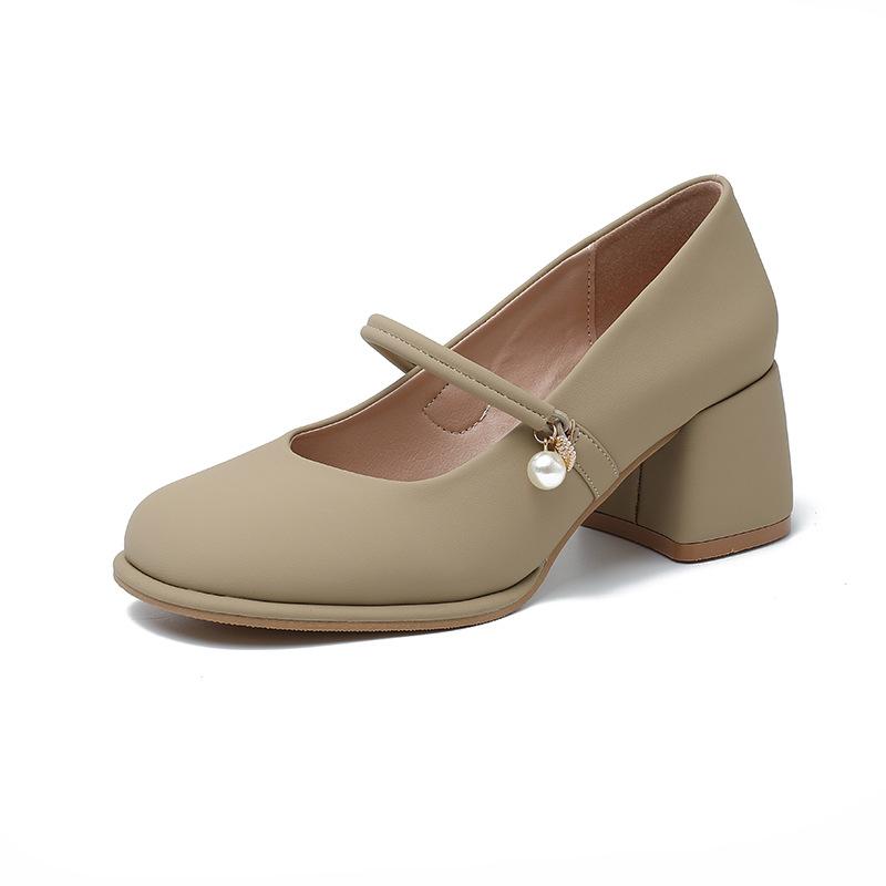 

Versatile Mary Jane shoes women s new autumn thick heel single shoes with skirt height increase small leather shoes 34 светло-зеленый