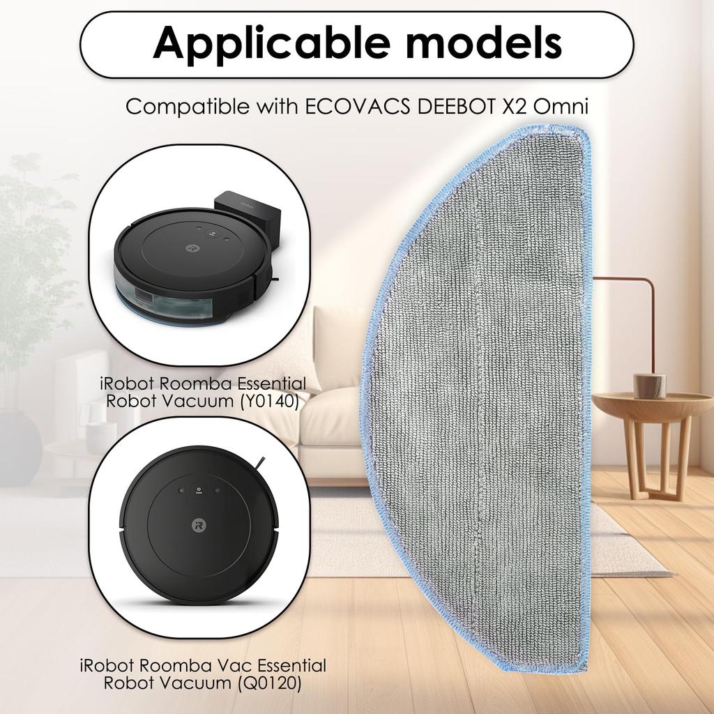 Mop Pads for Roomba Combo Essential iRobot Roomba Vacuum 2 Roomba Robot Vacuum Mop iRobot Roomba 105 iRobot Roomba Vac Robot and Mop Cloths (3-Pack)