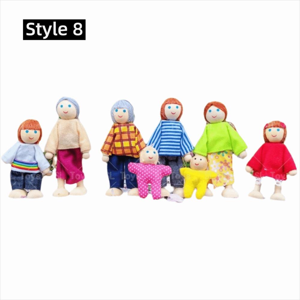 Flexible Jointed Wooden Family Dolls High-Quality Wood Pretend Play Toys  Role Playing