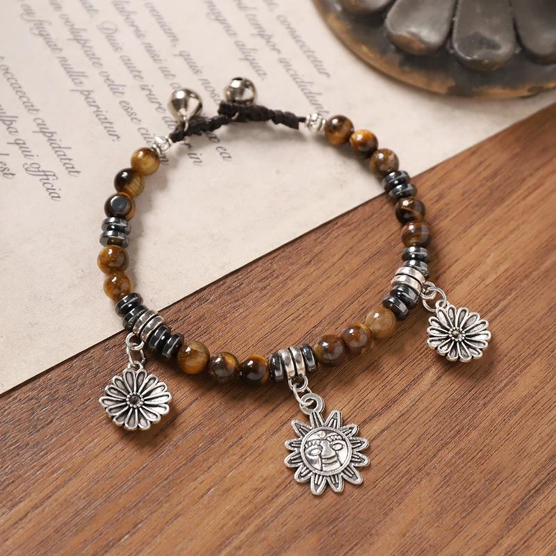 

Niche natural stone bracelet women s handwoven beaded retro exquisite bell bracelet cold wind accessories