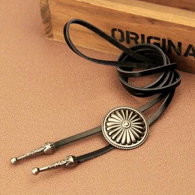 Collana Boho con cravatta Western Bolo Tie Vintage Rotonda Cravatta Bolo Cravatta da Cowboy Cravatta da Cowboy in Pelle Catena per Maglione Bolo in Pelle