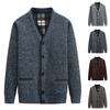 V-Neck Pockets Sweater Coat Autumn Winter Fleece Lining Solid Color Cardigan Sweater Outerwear