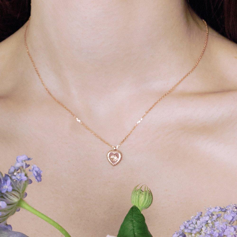 [Rosemont] Silver Pink Opal Necklace La Vie en Rose Rc24B24K