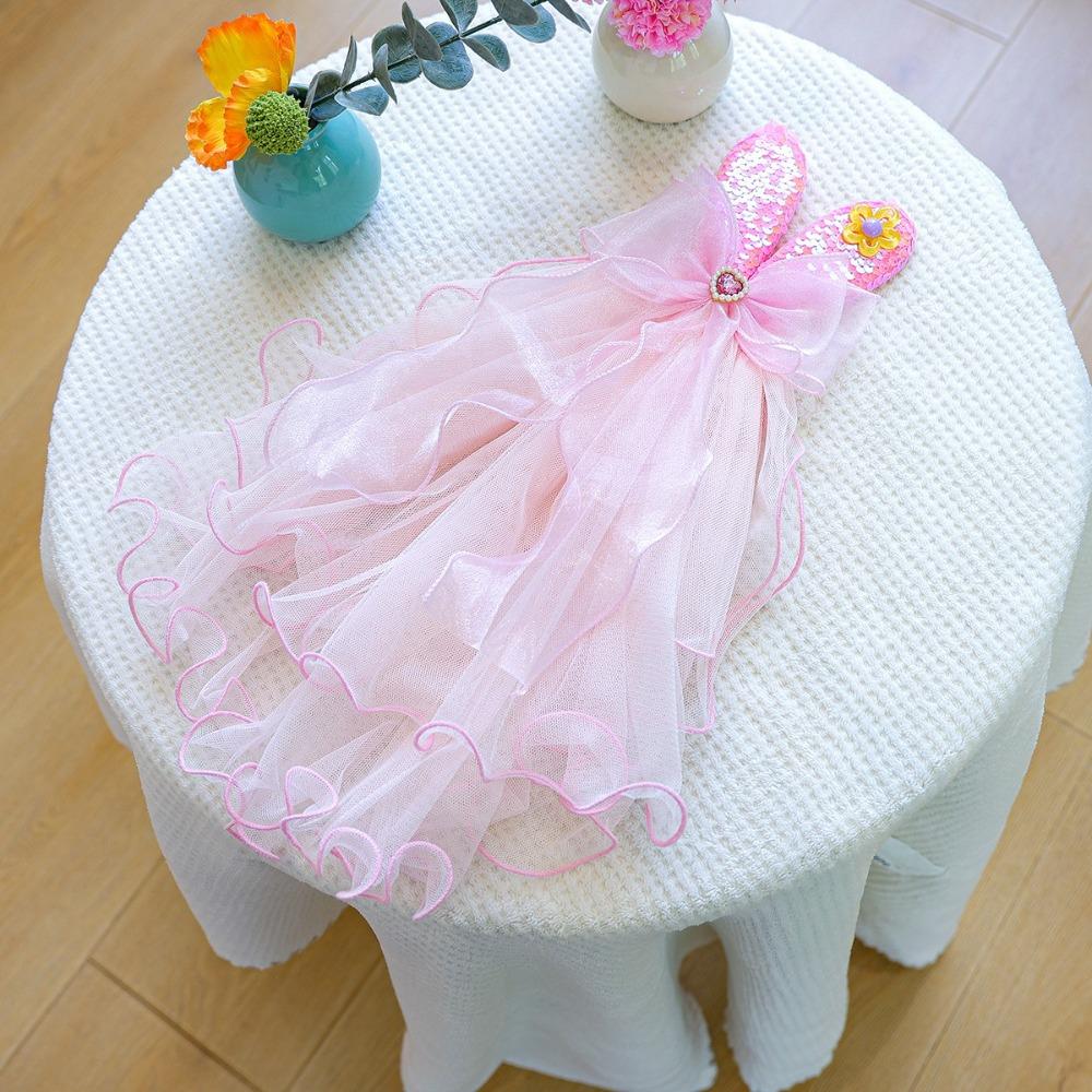 Atmungsaktiver Kaninchenwelpen-Schleier Romantische Haustierkleidung Elegantes Hundehochzeitskleid Haustier-Modenschau