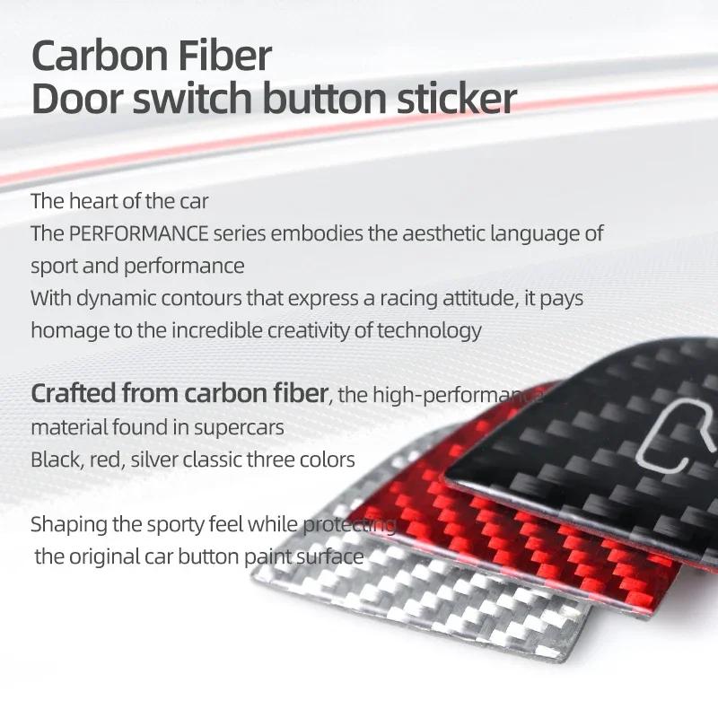 Door Switch Button Sticker for Tesla Model 3 Y 2019-2025 Carbon Fiber Car Interior Door Switch Button Trim Stickers Accessories