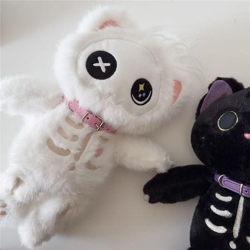 Skeleton Cat Cyberpunk Led Face Plush Animal Stylable Fur Design Home Creative