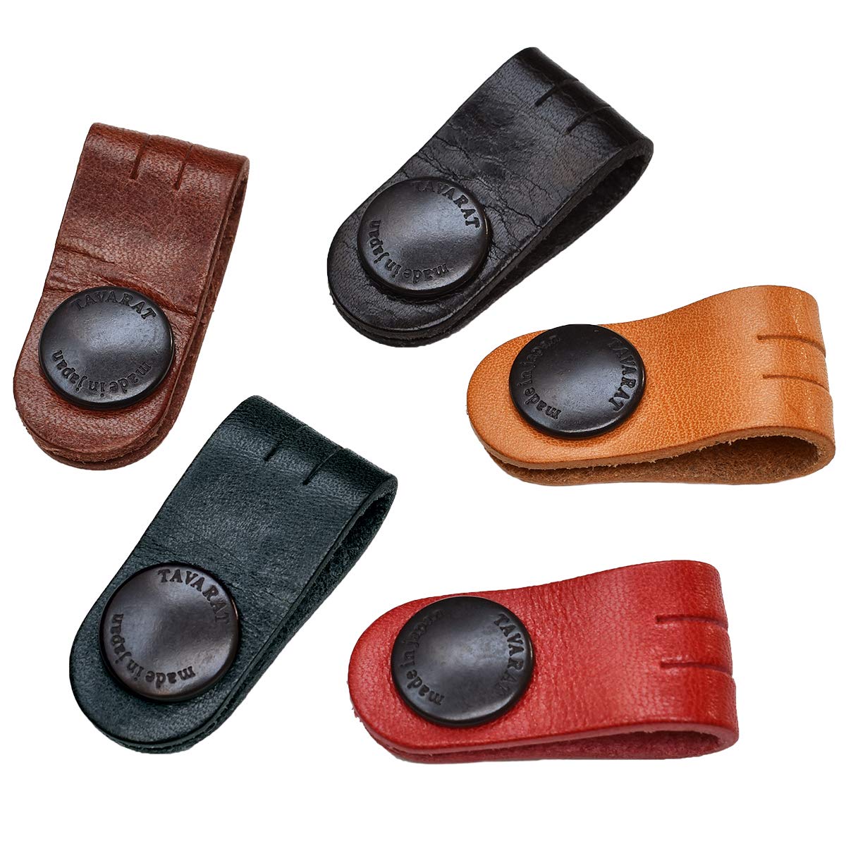 Cord Clip Cable Clip Band Genuine Leather Standard Size Made in Japan Himeji Leather of 5 Set of [TABARAT] (Set Colors, 5)
