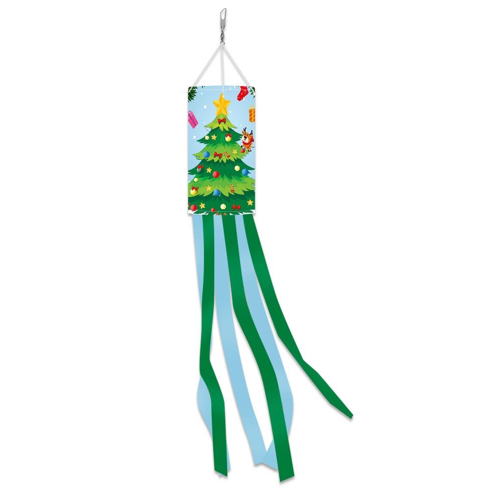 Christmas Decoration Windsock Flag Snowman Santa Tree Hanging Ornament for Outdoor Yard Garden Winter Party Decor