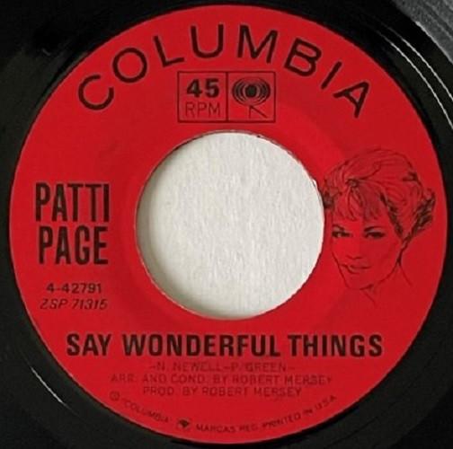 

7inch Record PATTI PAGE - Say Wonderful Things 442791 Columbia 1963 US Pop Used
