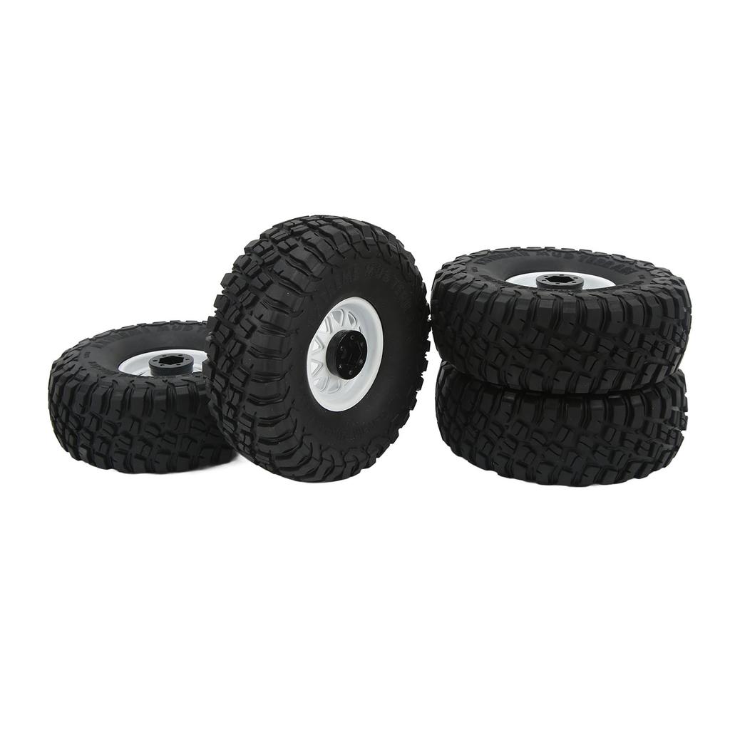 4PCS 1.9in Wheel Tires with 10 Holes Hub Uneven Gravel Pattern for SCX10 1 10 RC Car Models White