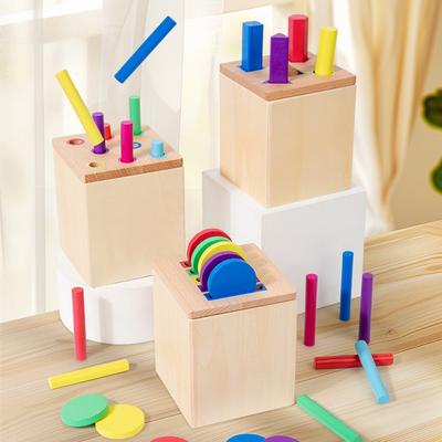 Wooden Color Sorting Toys Shape Box Montessori Toys Fine Motor Skills Sensory Matching Games Educational Kid Toys For 1-3 Year
