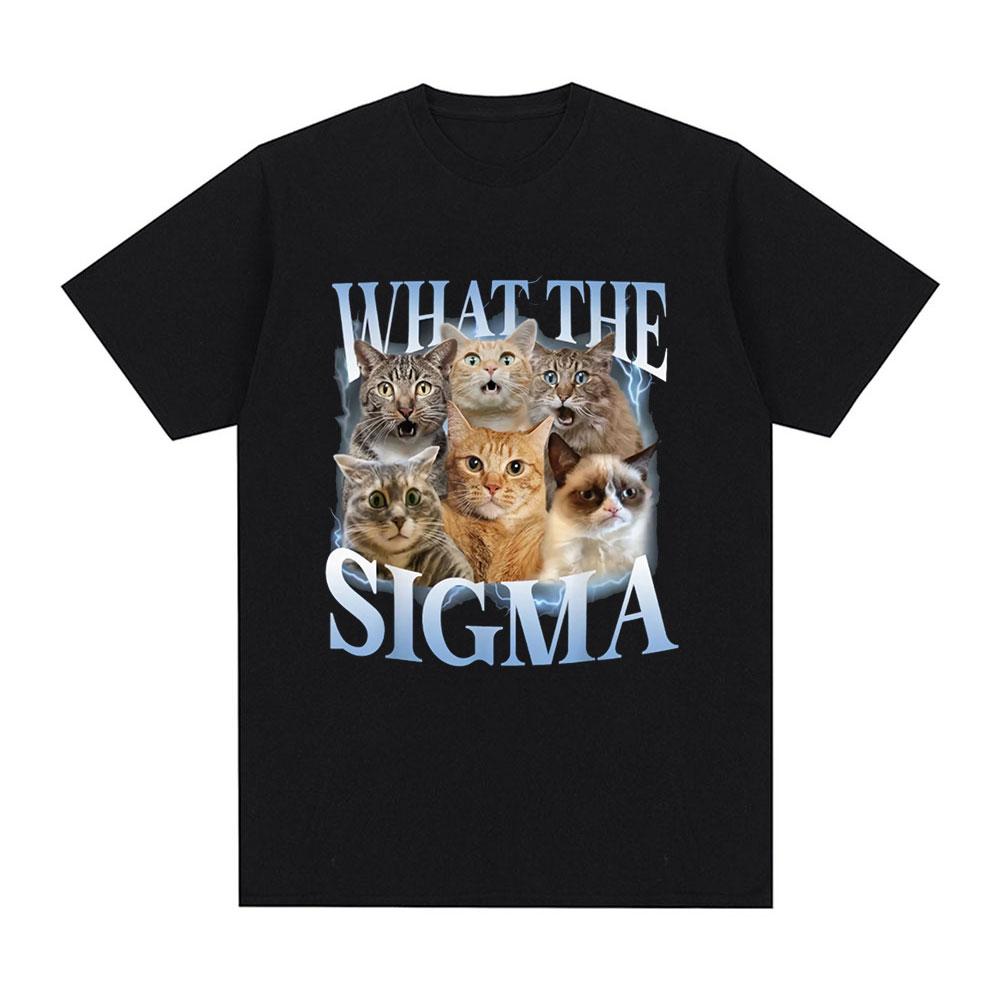 What The Sigma Funny Meme Cat Lovers Graphic T-Shirts Mens Women Cotton Oversized Short Sleeve T Shirts Fashion Comfort T Shirt