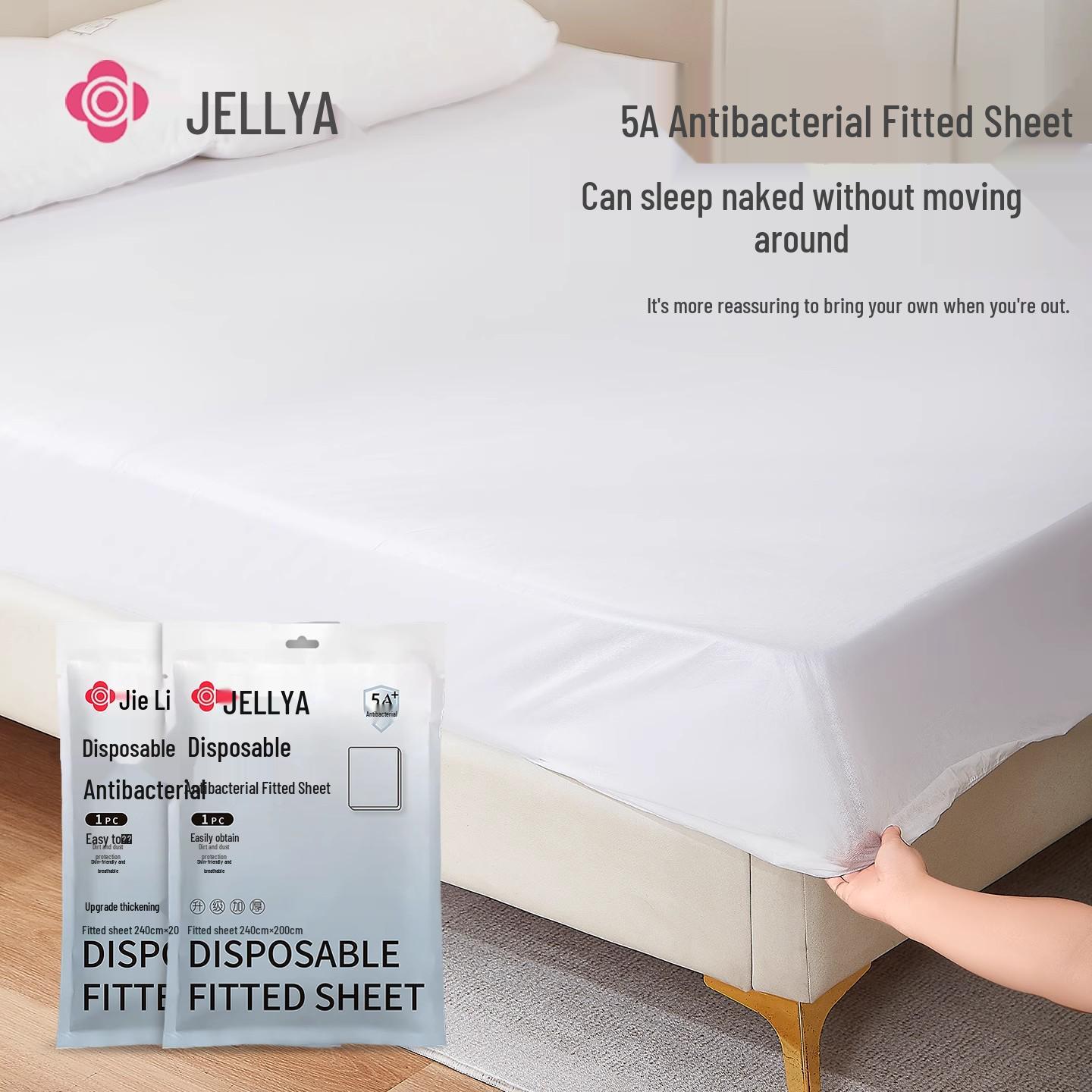 Дорожный набор Jieliya: Антибактериальная одноразовая простыня на резинке, пододеяльник, наволочка и спальный мешок