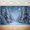 Christmas Winter Snow Forest Photography Backdrop Snowflake Pine Tree Scene Holiday Party Portrait Photo Background Deco