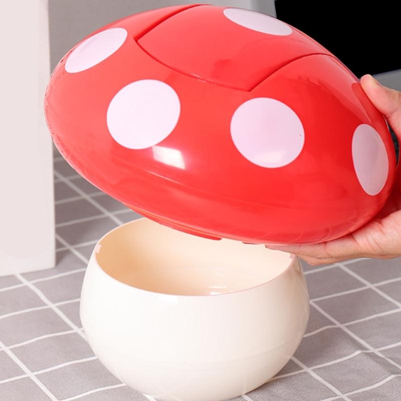 Lovely Mushroom Designs Waste Bin With Sealed Cover Sturdy ABS for Kitchen Kid Room