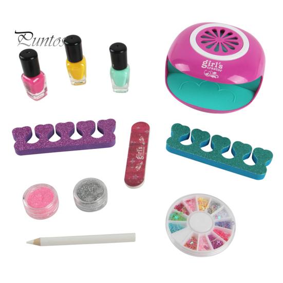 გოგონების ფრჩხილის ლაქის ნაკრები საბავშვო სათამაშო 3-ში 1 ფრჩხილის საშრობი კალამი პოლონური ბრჭყვიალა შარმ ნაკრები უსაფრთხო ბუნებრივი საშრობი შესანახი მაგიდა 10-12 მანიკური ფრჩხილების ნაკრები